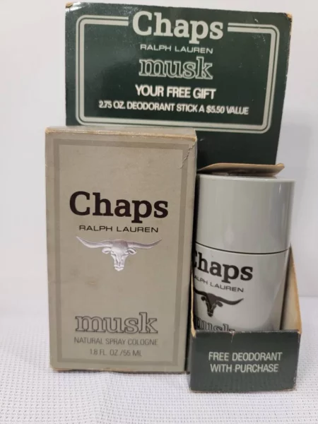 Chaps Musk Ralph Lauren perfume set edc 55 ml and deodorant sticks.